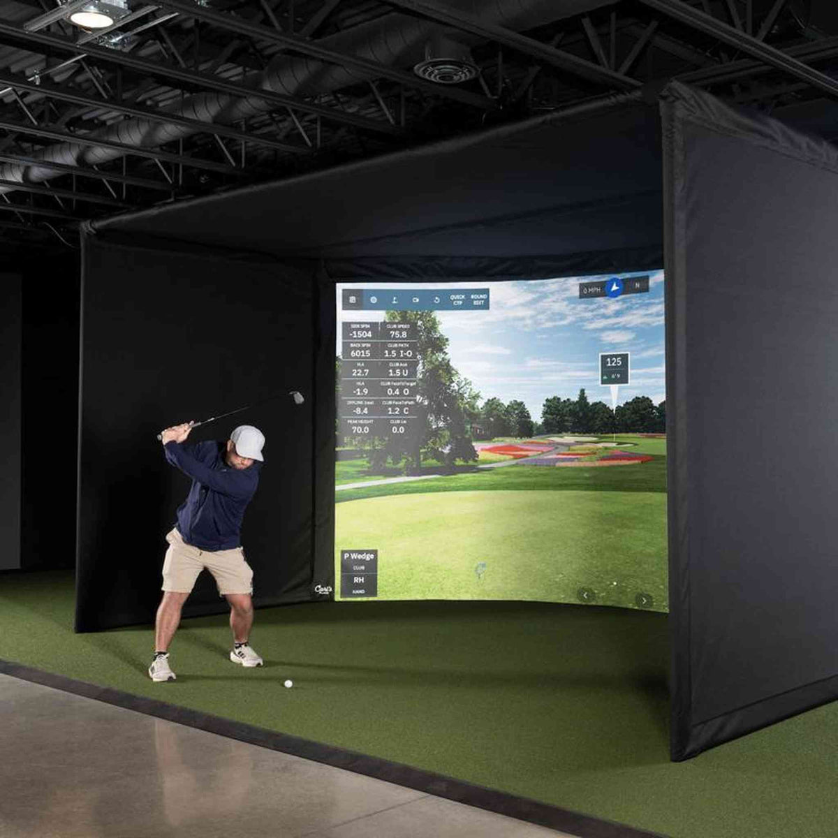 Carl&#39;s Place Curved Golf Simulator Enclosure Kit with Impact Screen
