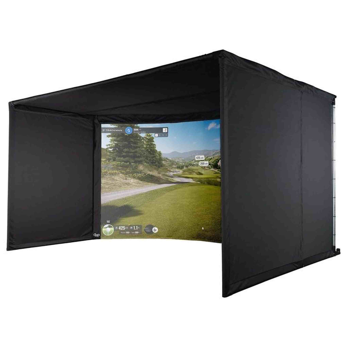 Carl&#39;s Place Curved Golf Simulator Enclosure Kit with Impact Screen