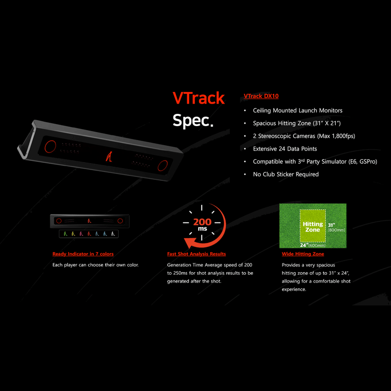 VTrack Overhead Golf Launch Monitor & Simulator