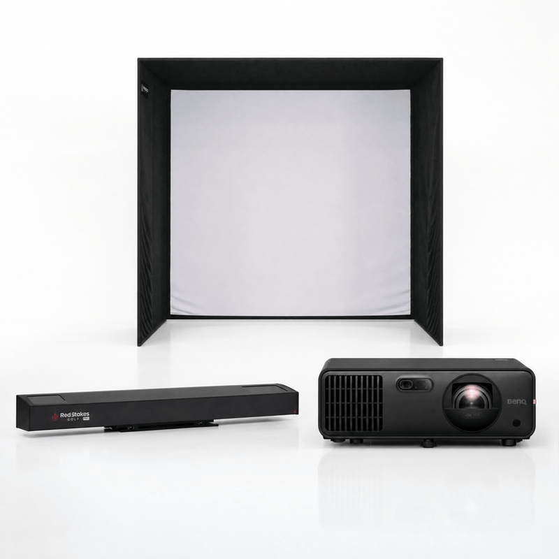Red Stakes Golf Pro Launch Monitor SIG Golf Simulator Enclosure Projector Package
