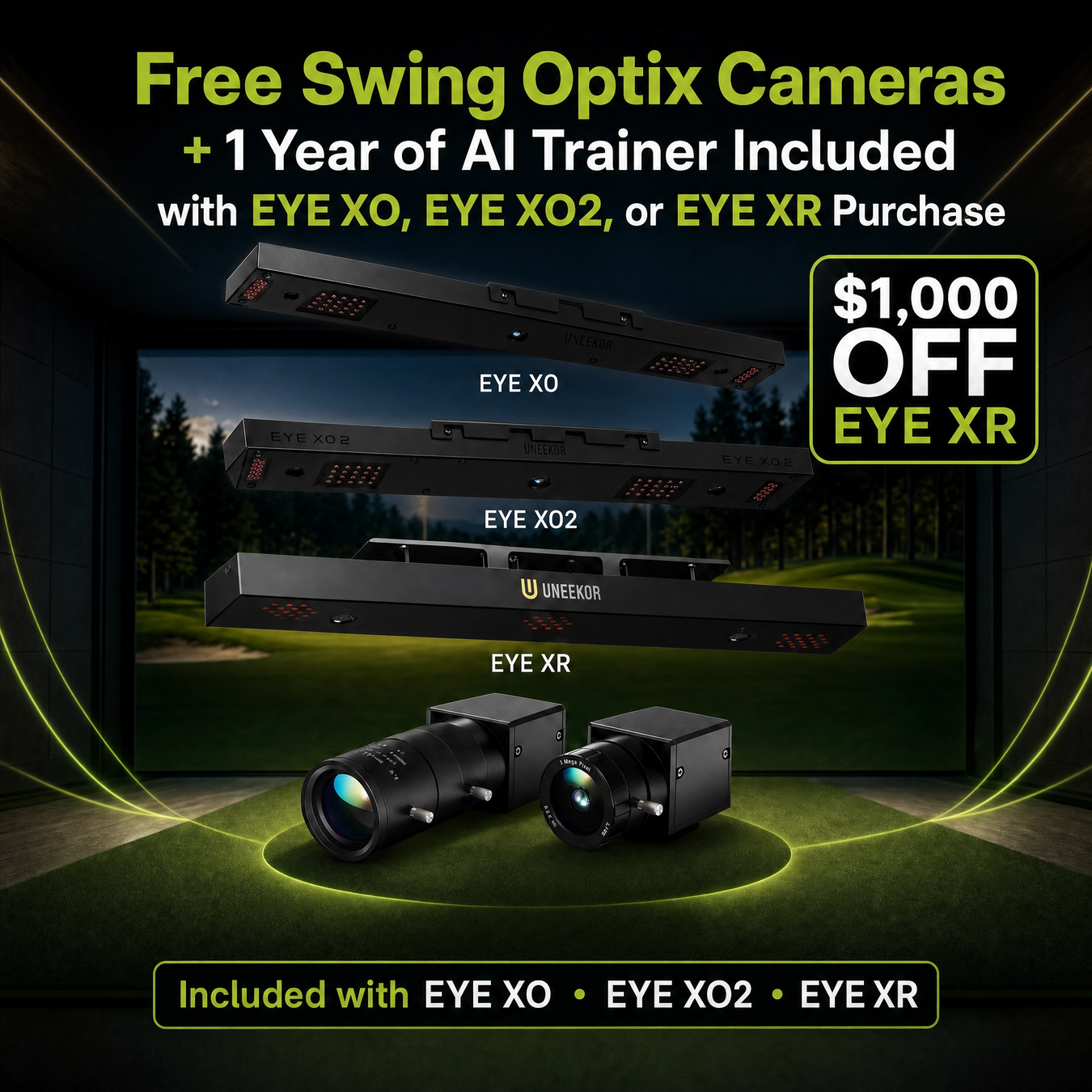 Free Swing Optix Cameras + 1 Year of AI Trainer Included with EYE XO, EYE XO2, or EYE XR Purchase | $1,000 OFF EYE XR